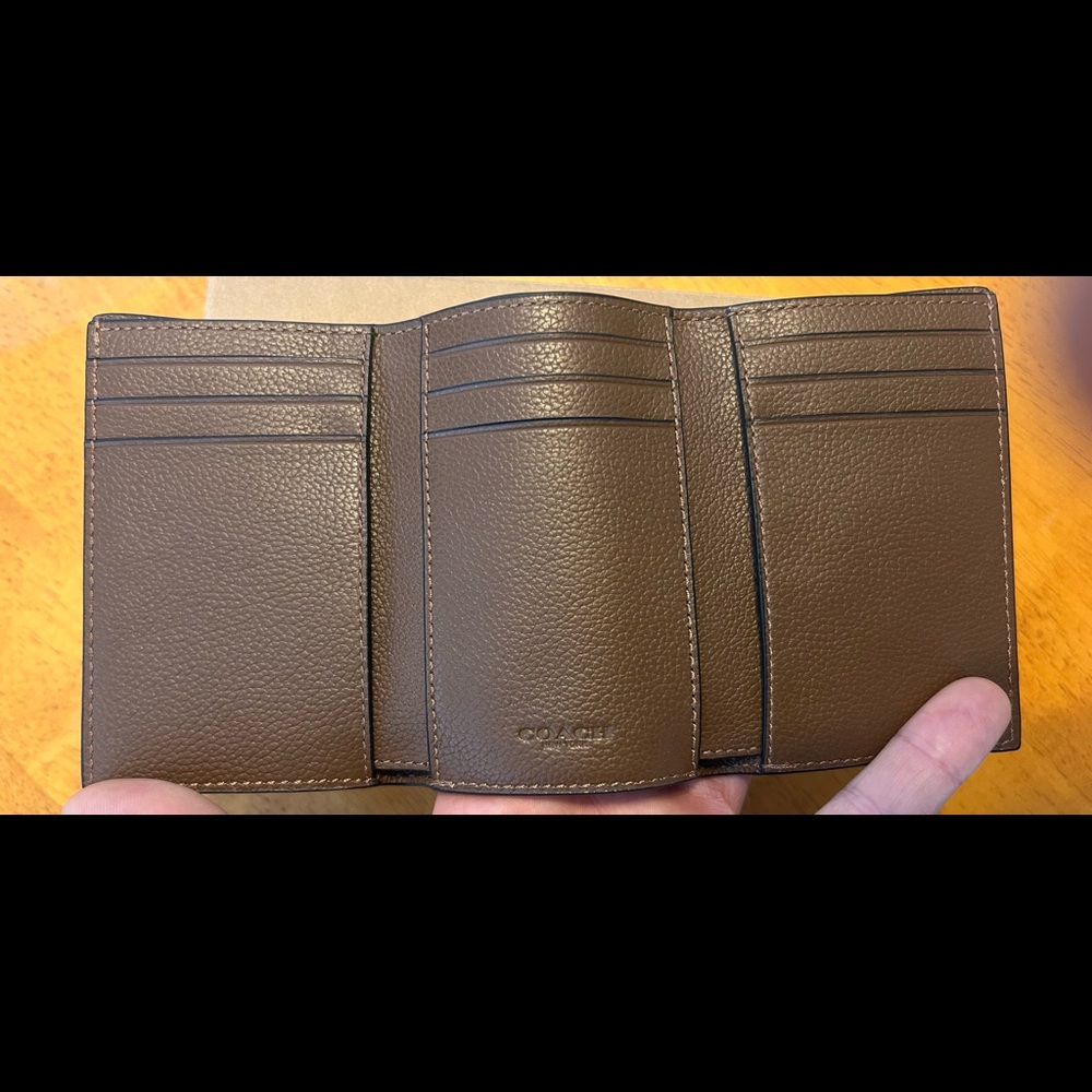 NWT Coach Trifold Brown Leather